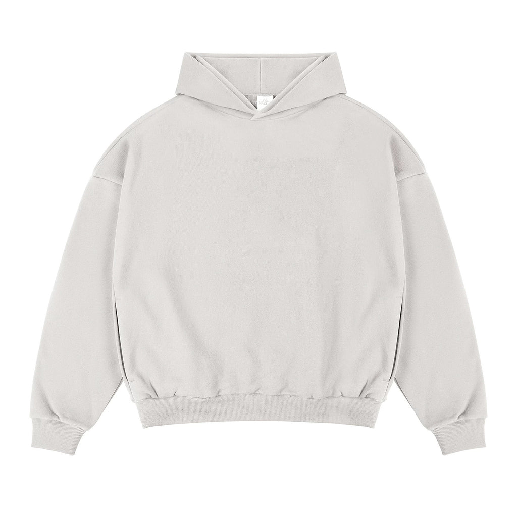 IDLT hoodie, cream front.