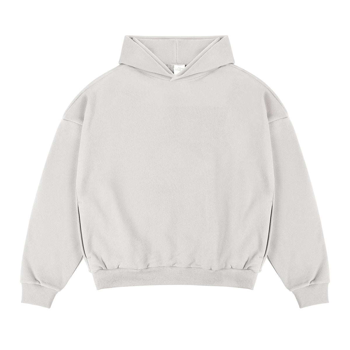 IDLT hoodie, cream front.