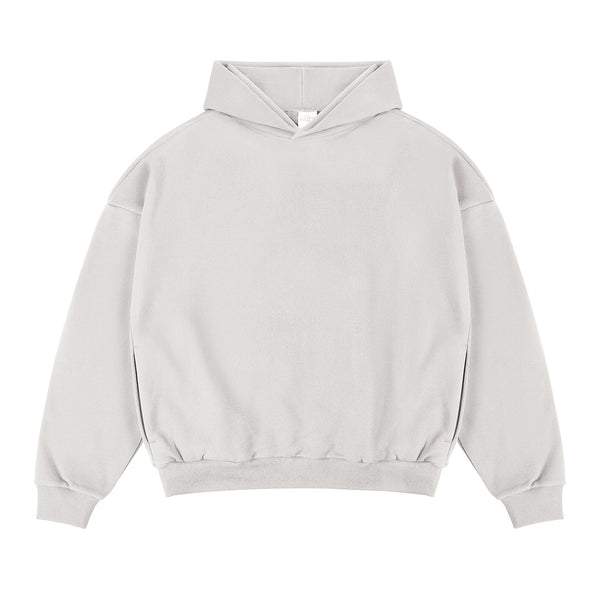 IDLT hoodie, cream front.