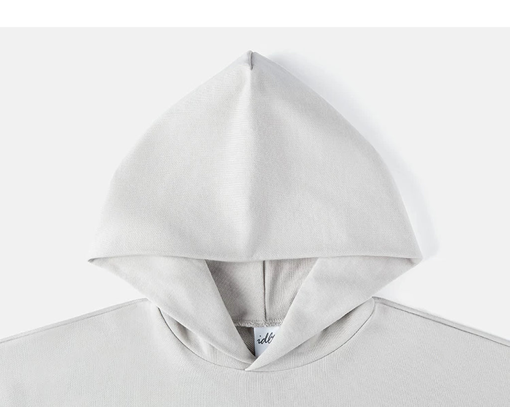 IDLT hoodie, cream hood.