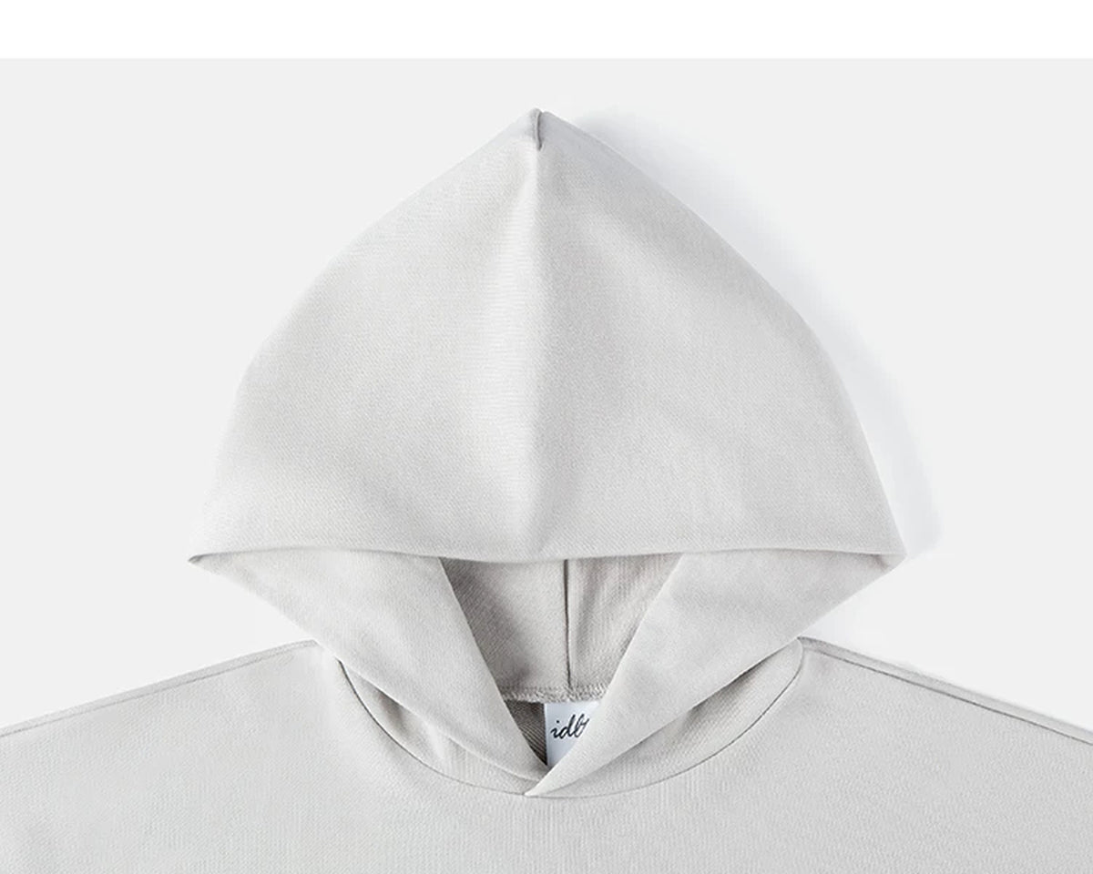 IDLT hoodie, cream hood.