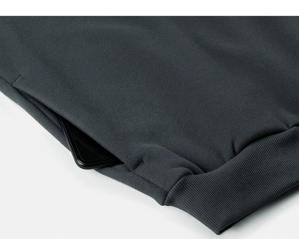 IDLT hoodie, dark gray side pocket.