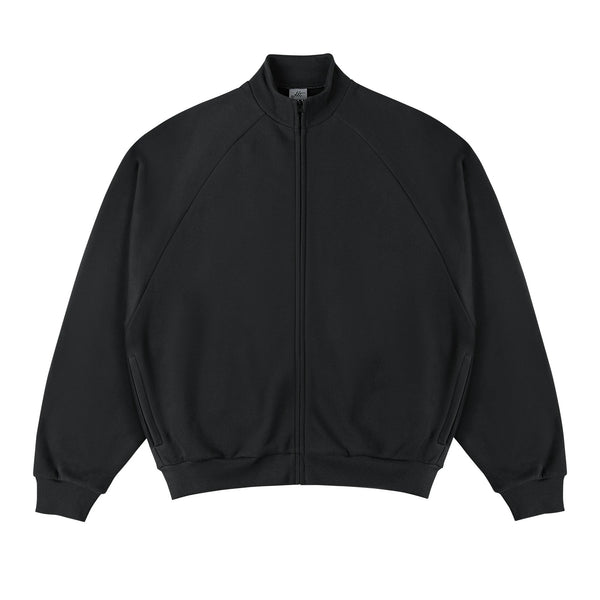IDLT zip sweatshirt, black front.