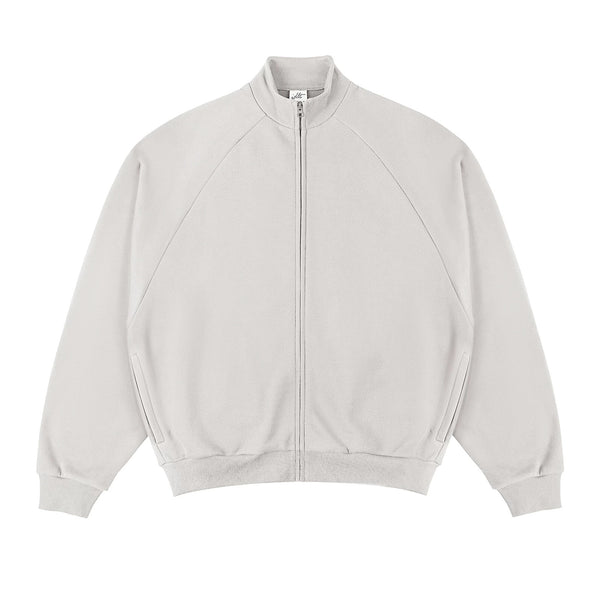 IDLT zip sweatshirt, cream front.