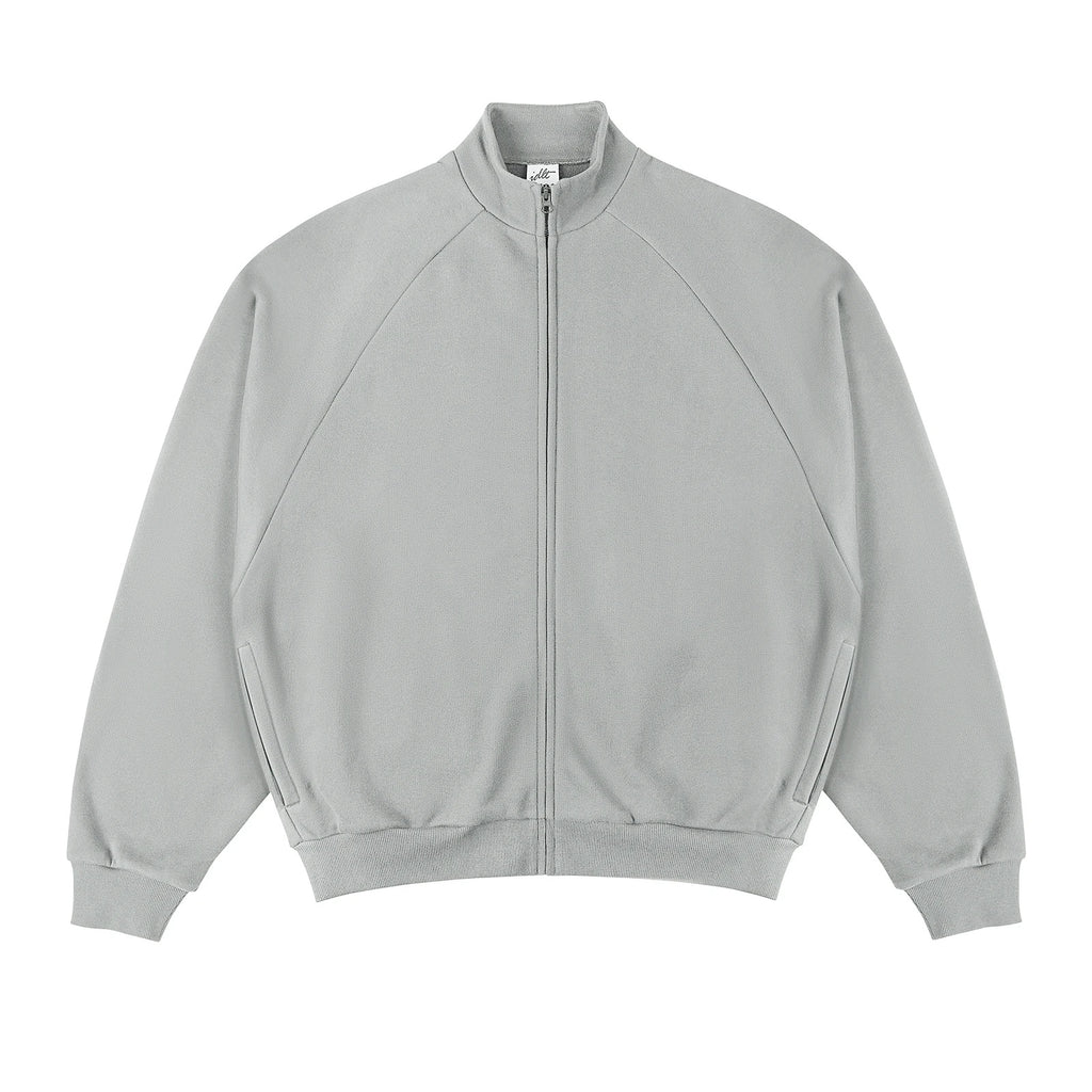 IDLT zip sweatshirt, light gray front.
