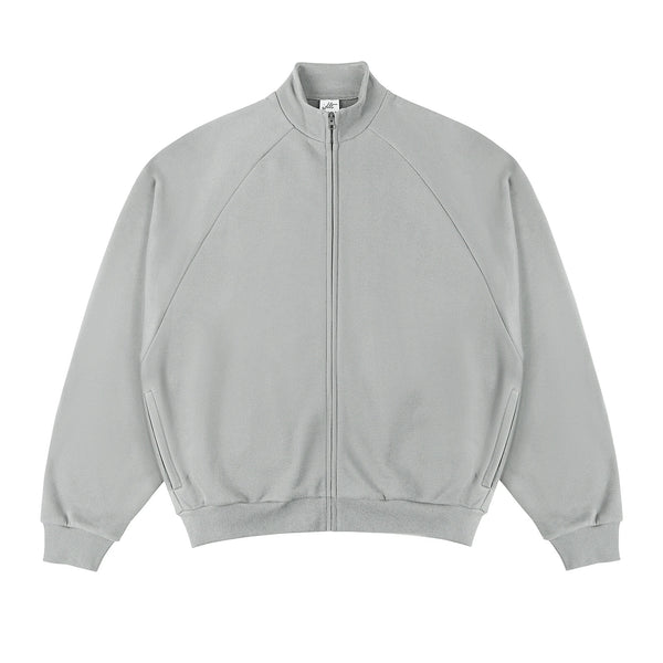 IDLT zip sweatshirt, light gray front.
