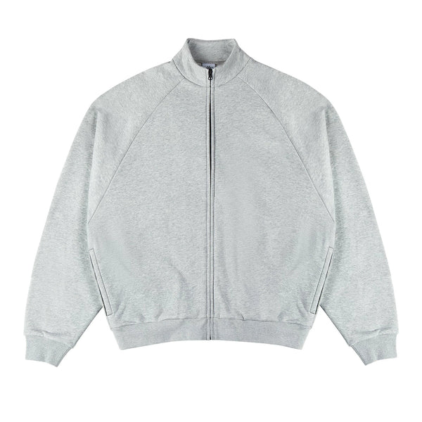 IDLT zip sweatshirt, heather gray front.