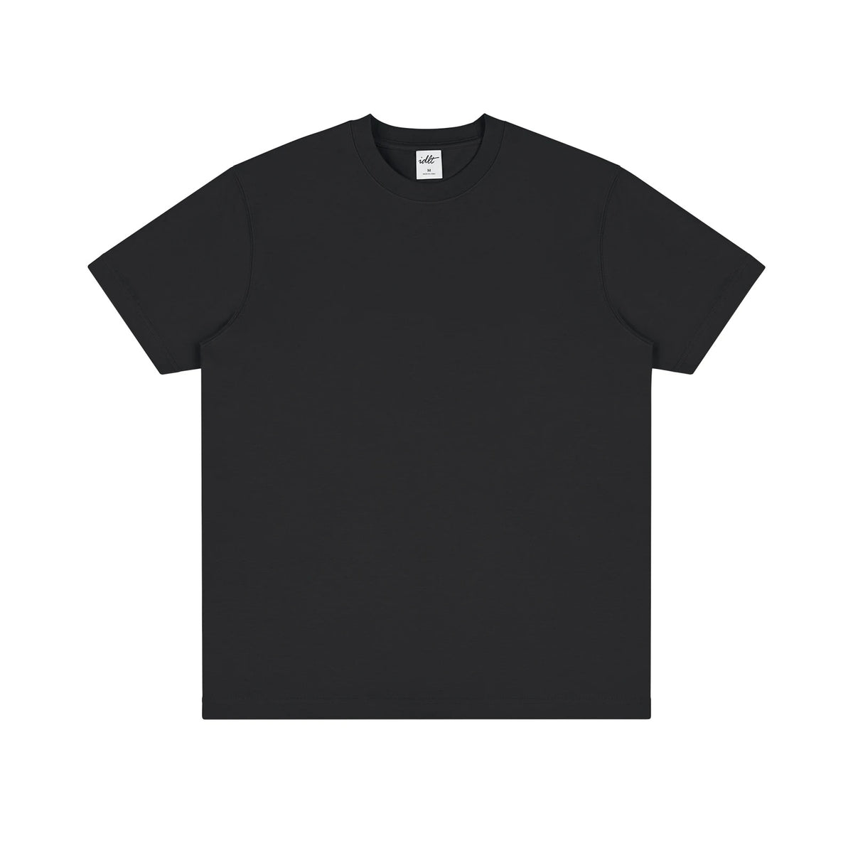 IDLT T-shirt, black front.