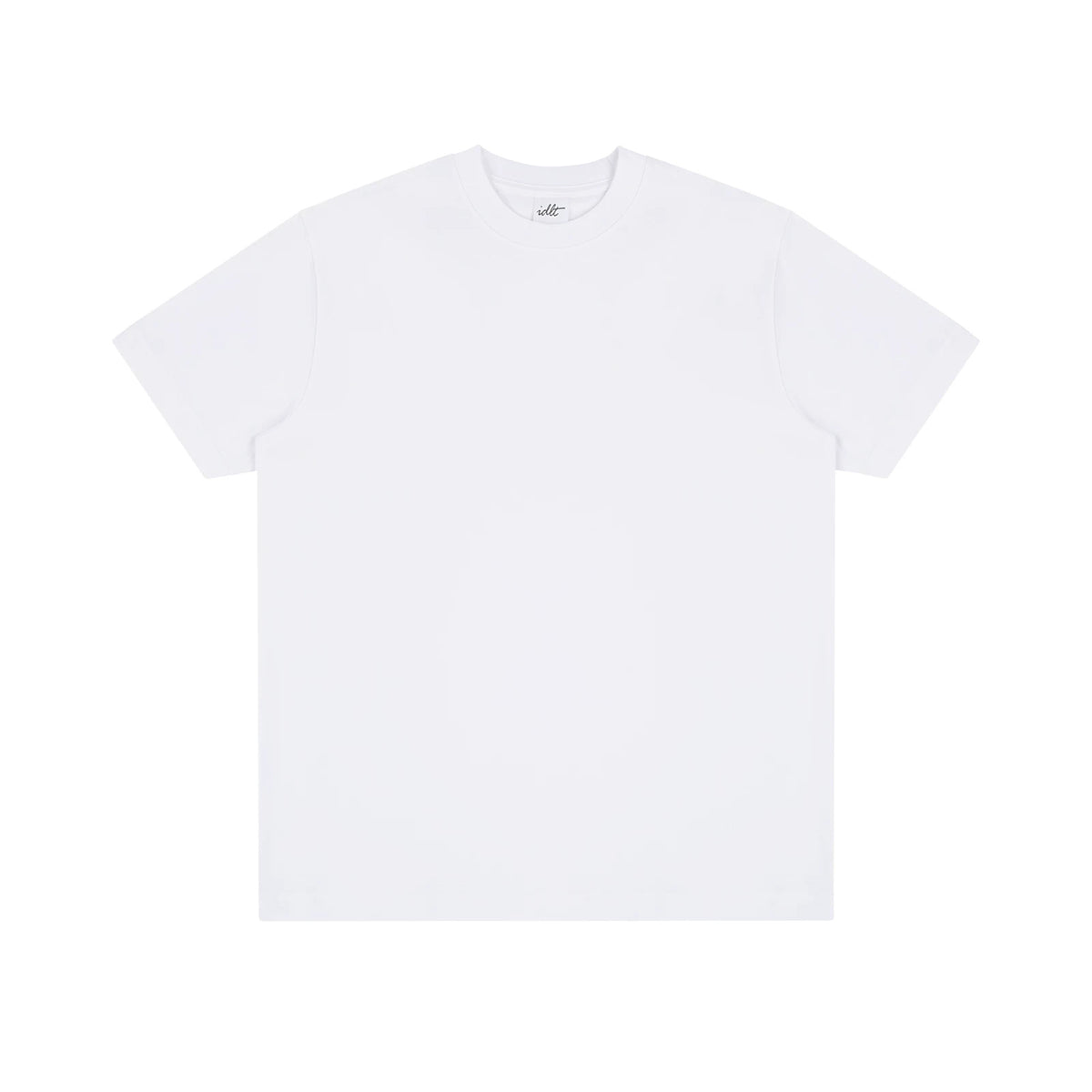 IDLT T-shirt, white front.