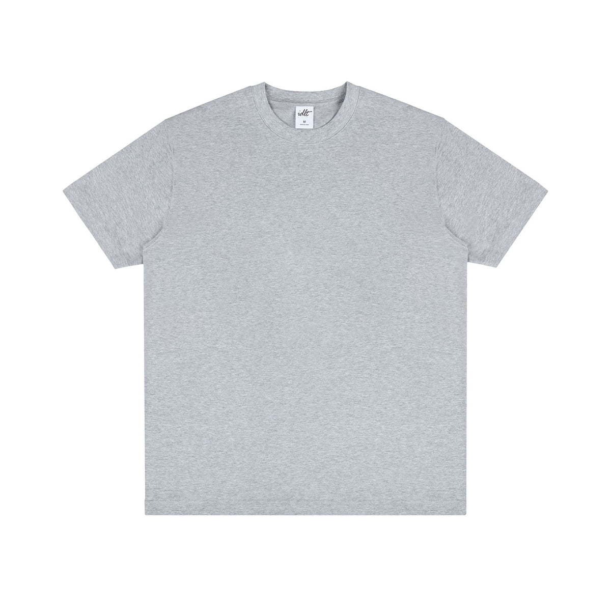 IDLT T-shirt, heather gray front.