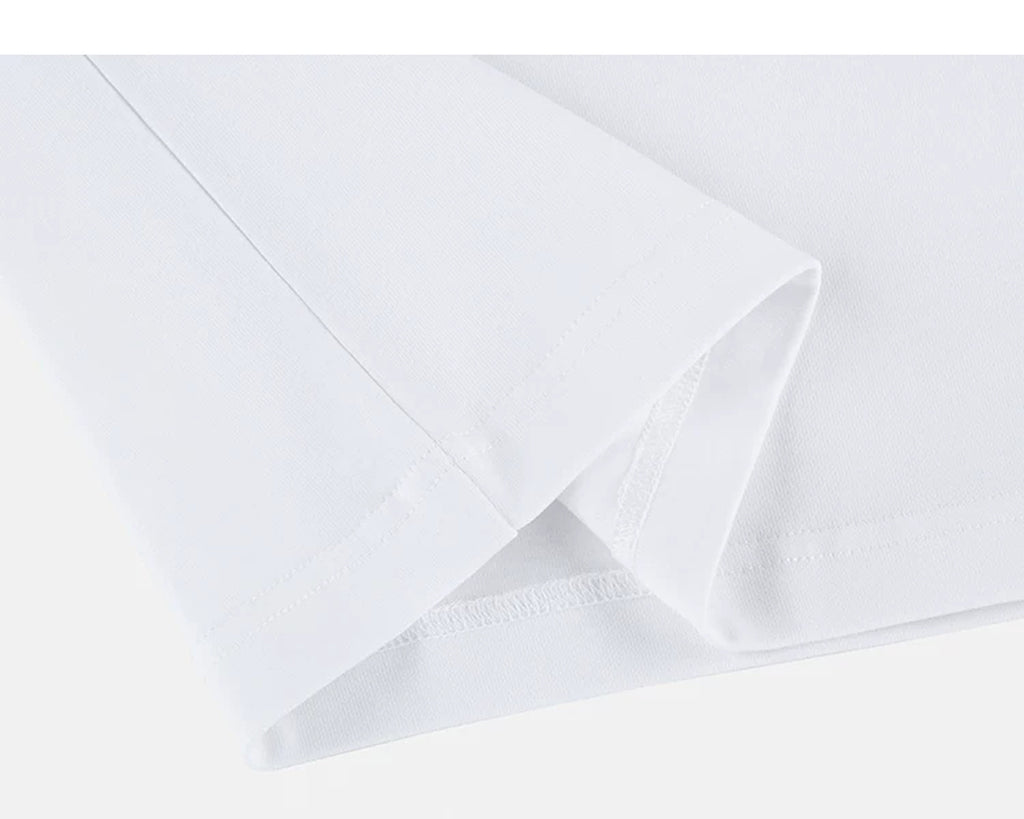 IDLT T-shirt, white folded hem.