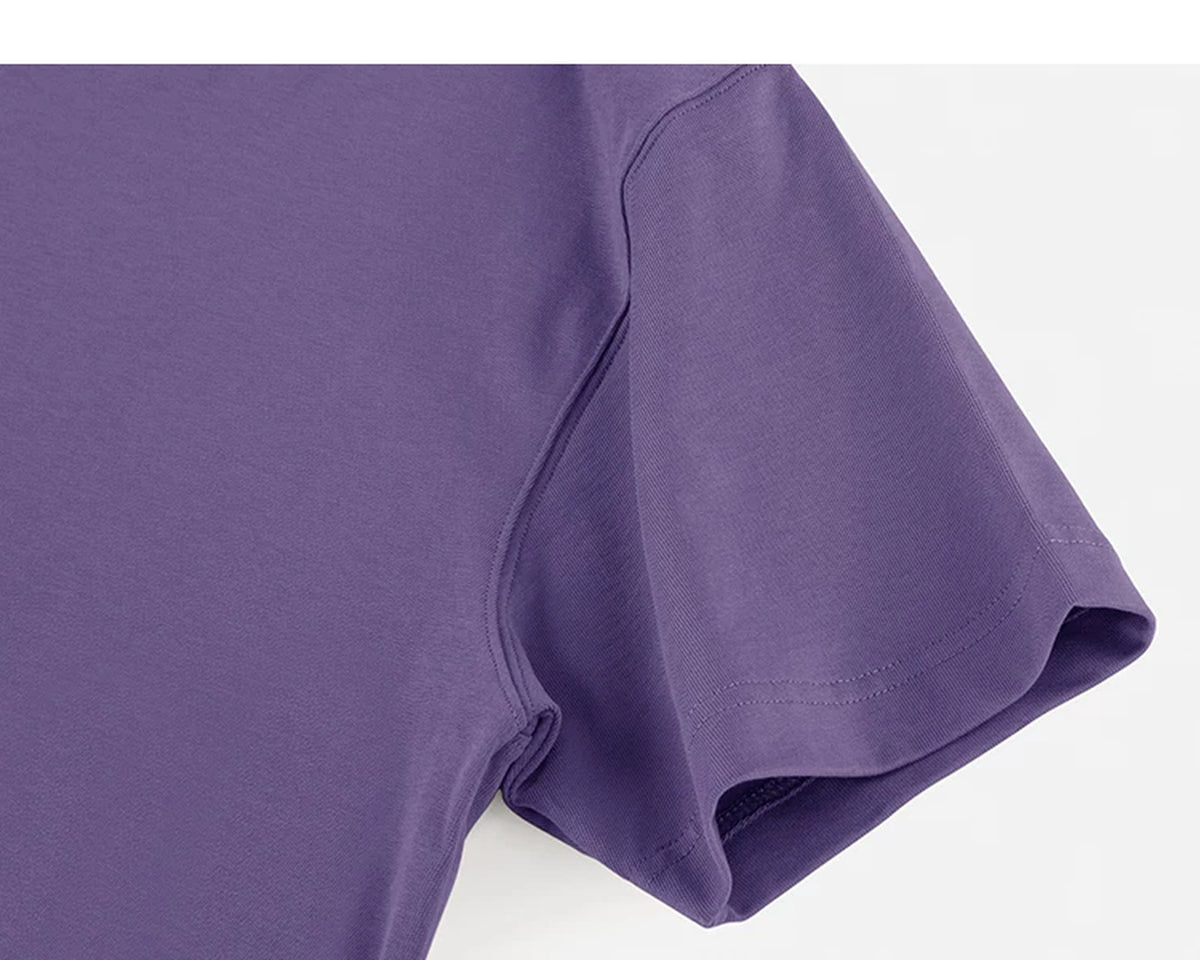 IDLT T-shirt, purple sleeve.