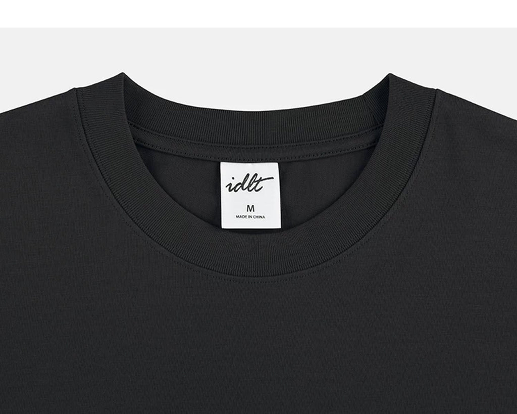 IDLT T-shirt, black crewneck.
