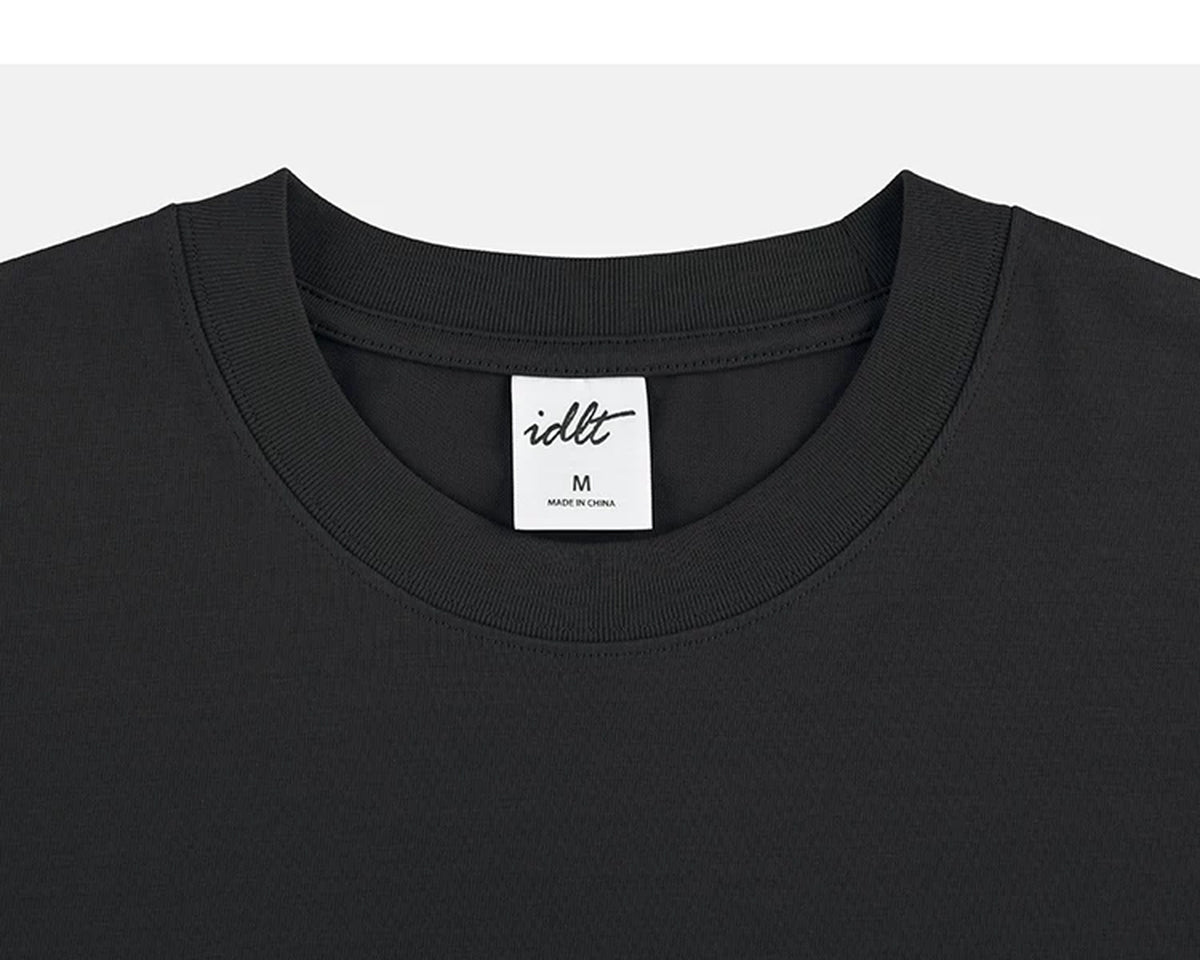 IDLT T-shirt, black crewneck.