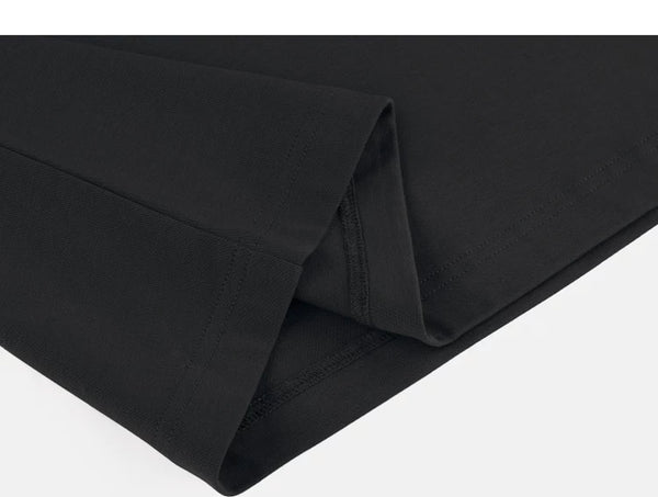 IDLT T-shirt, black folded hem.