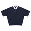 IDLT contrast collar polo, navy front.