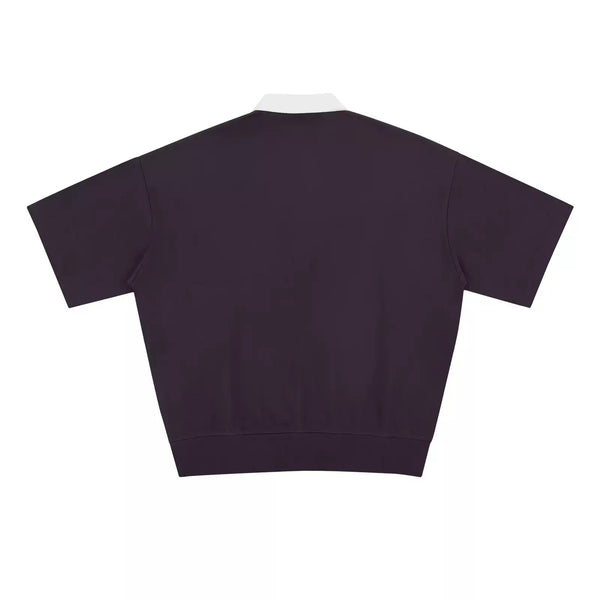IDLT contrast collar polo, burgundy back.