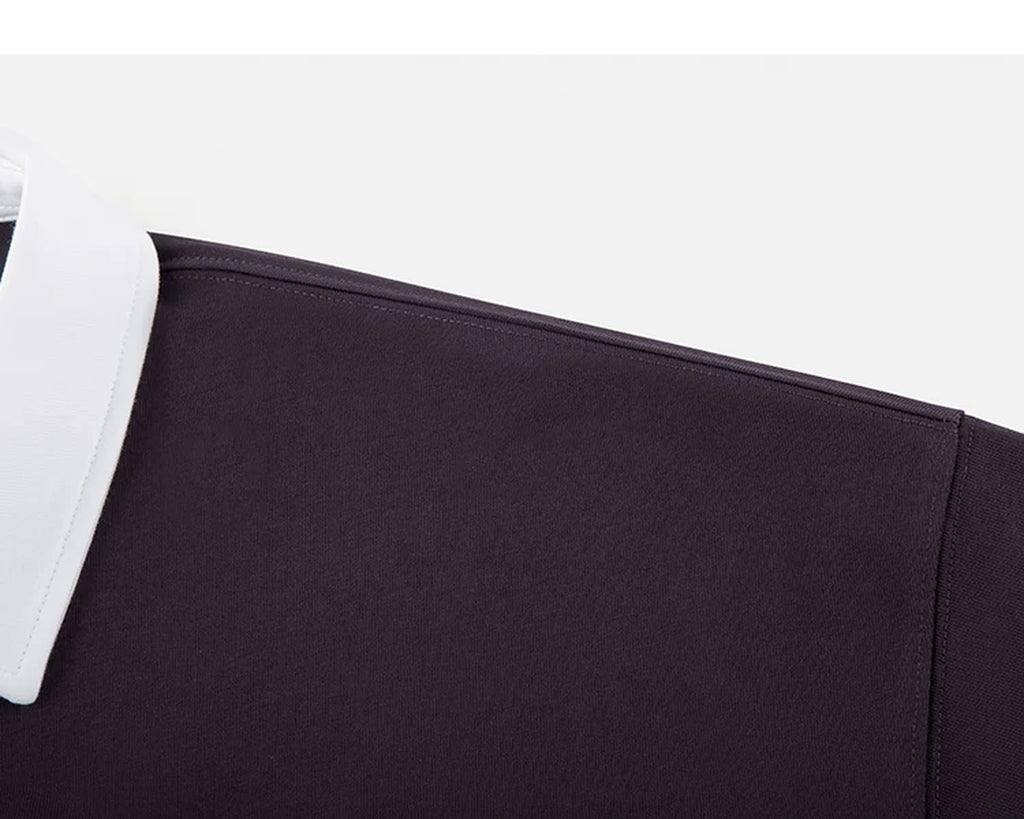 IDLT contrast collar polo, burgundy shoulder seam.