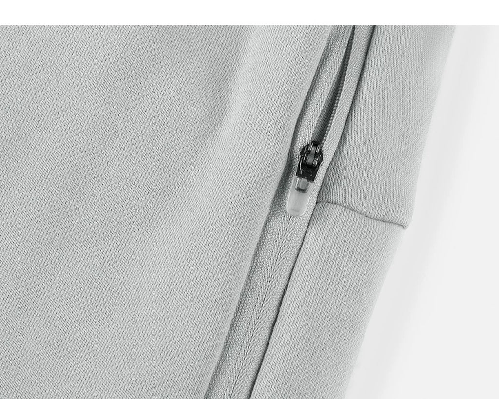 IDLT sweatpants, light gray pocket zipper.