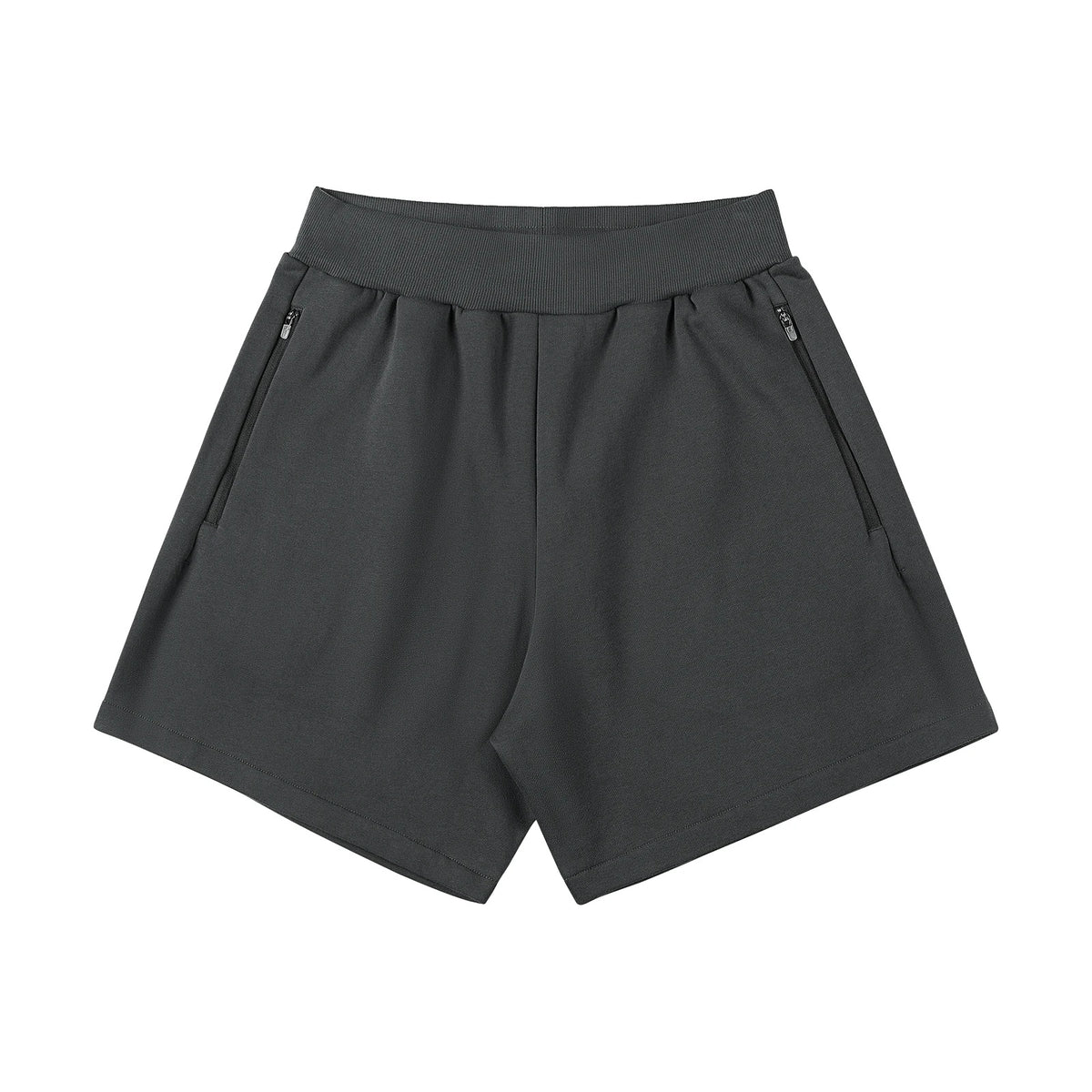 IDLT sweat shorts, dark gray front.