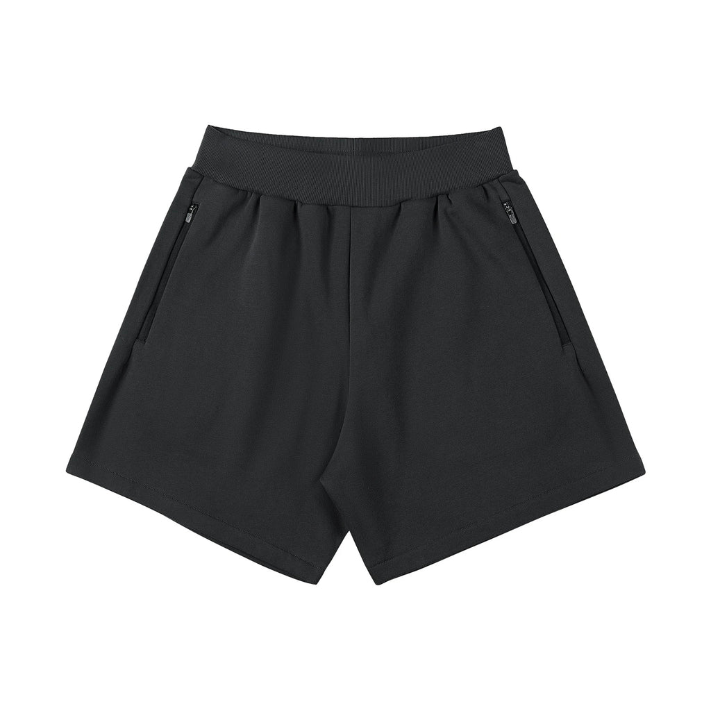 IDLT sweat shorts, black front.