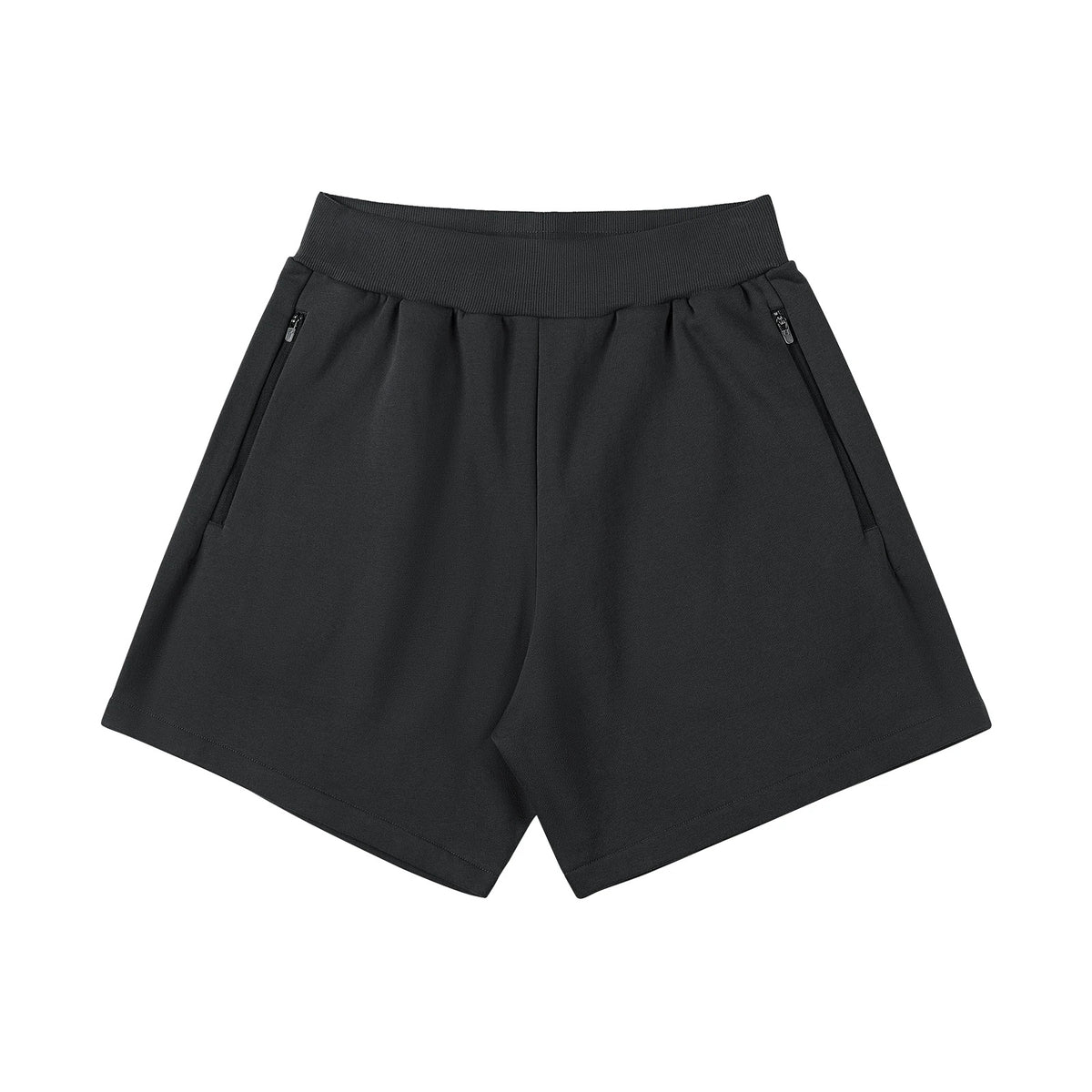 IDLT sweat shorts, black front.