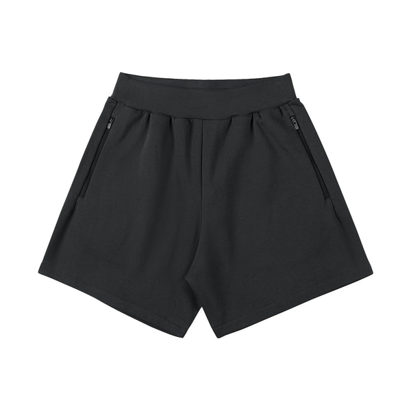 IDLT sweat shorts, black front.