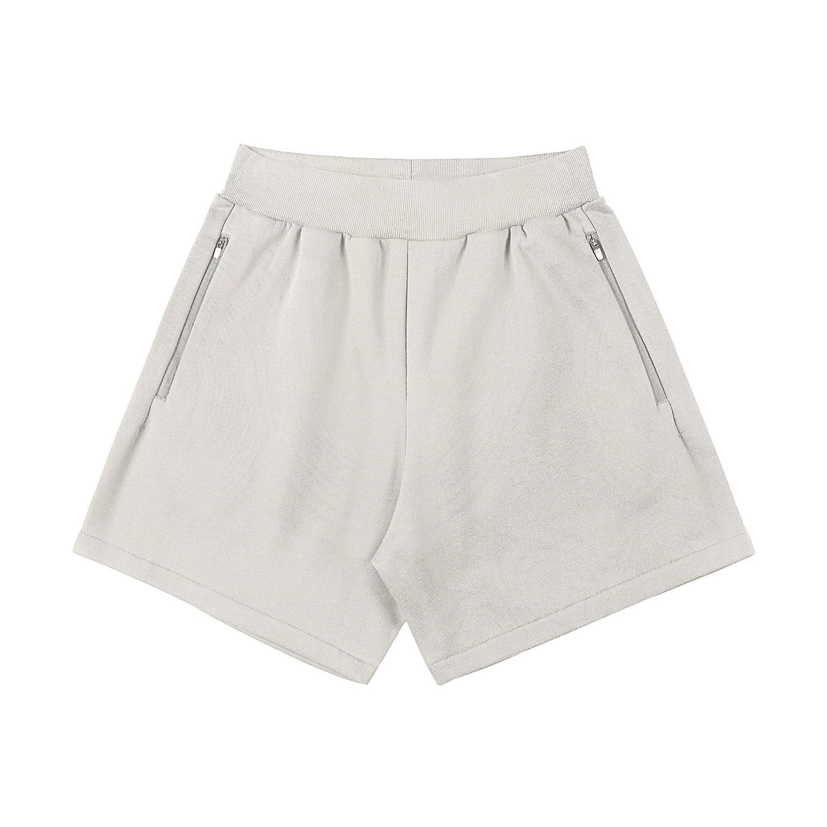 IDLT sweat shorts, cream front.