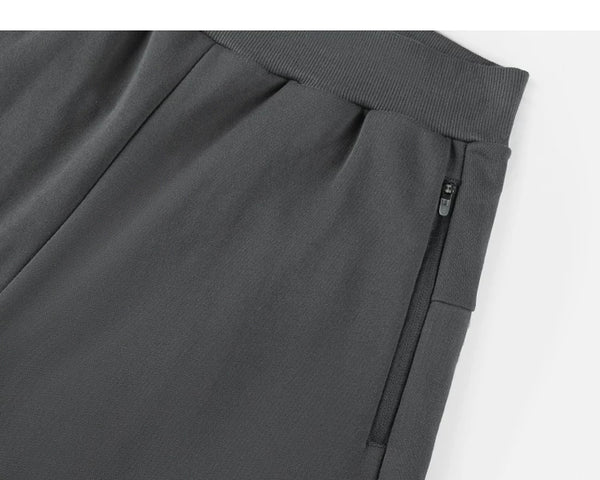IDLT sweat shorts, dark gray side pocket.