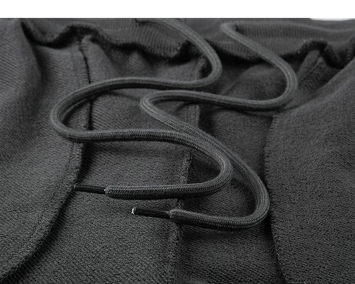 IDLT sweat shorts, dark gray inner drawstring.