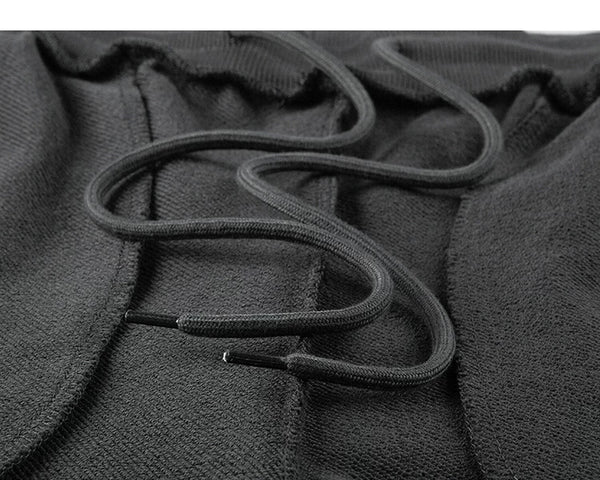 IDLT sweat shorts, dark gray inner drawstring.