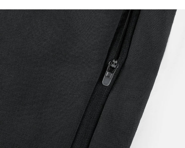 IDLT sweat shorts, black pocket zipper.