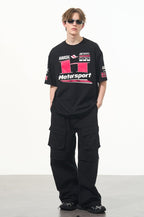 Neon Color Block Racing Style Printed Tee - COPPING THREADS - Harsh and Cruel