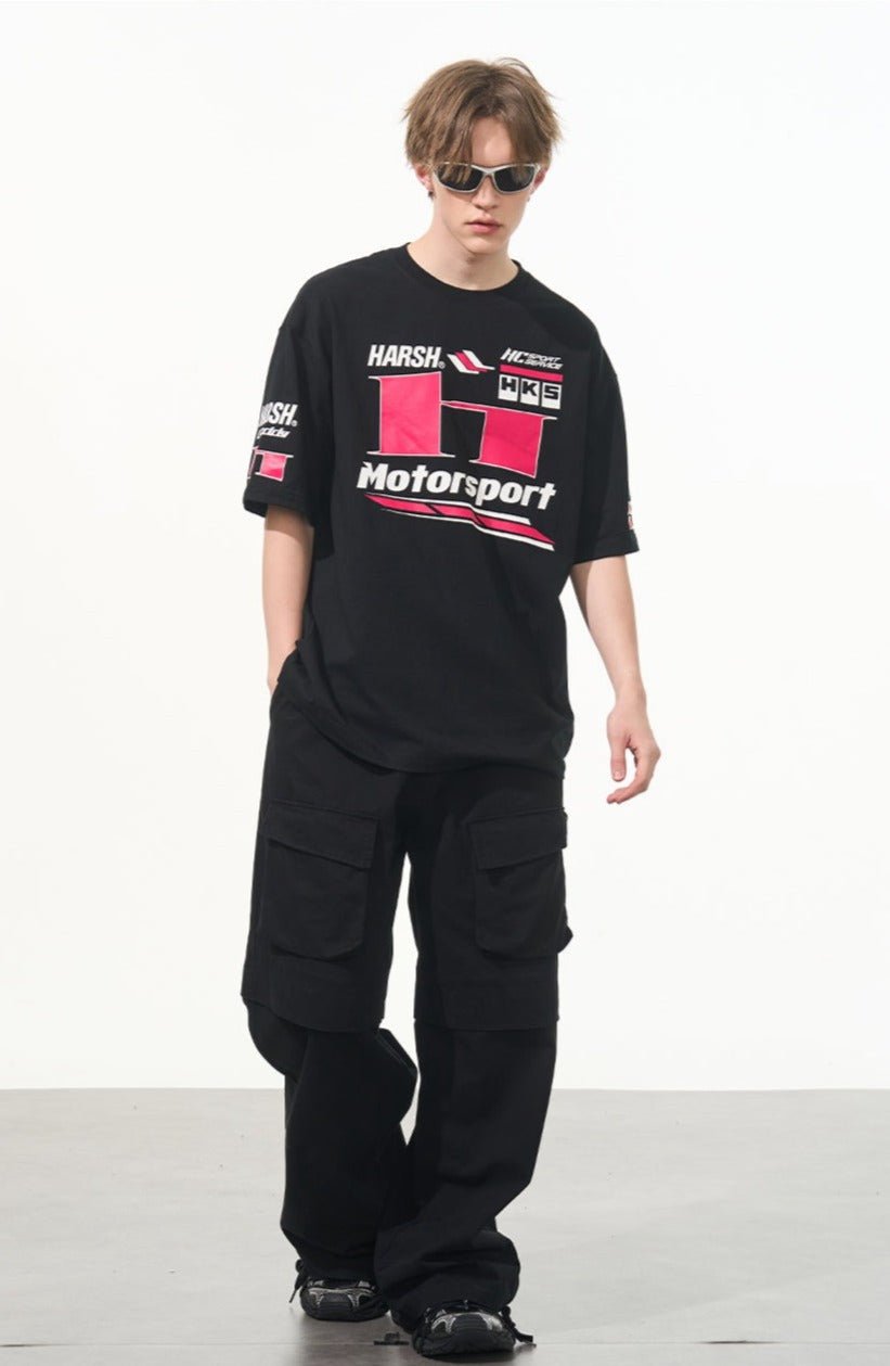 Neon Color Block Racing Style Printed Tee - COPPING THREADS - Harsh and Cruel