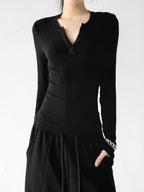 Notch-Neck Long-Sleeve Top - CT66230 - COPPING THREADS - CT ORIGINALS