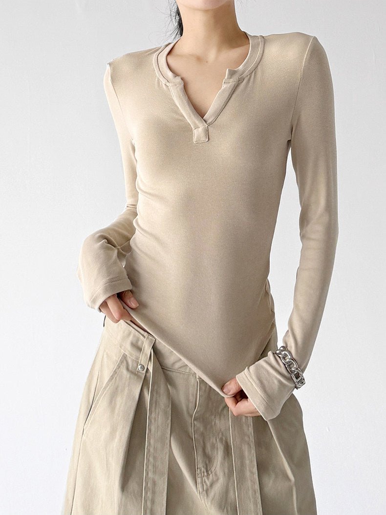 Notch-Neck Long-Sleeve Top - CT66230 - COPPING THREADS - CT ORIGINALS Main image
