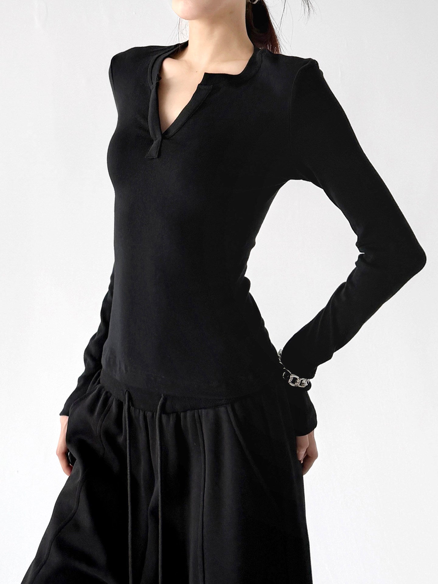 Notch-Neck Long-Sleeve Top - CT66230 - COPPING THREADS - CT ORIGINALS