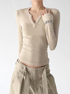 Notch-Neck Long-Sleeve Top - CT66230 - COPPING THREADS - CT ORIGINALS