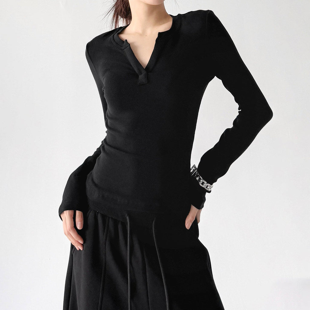 Notch-Neck Long-Sleeve Top - CT66230 - COPPING THREADS - CT ORIGINALS