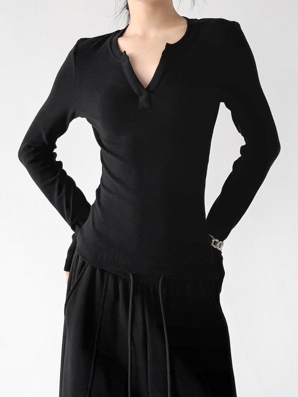 Notch-Neck Long-Sleeve Top - CT66230 - COPPING THREADS - CT ORIGINALS