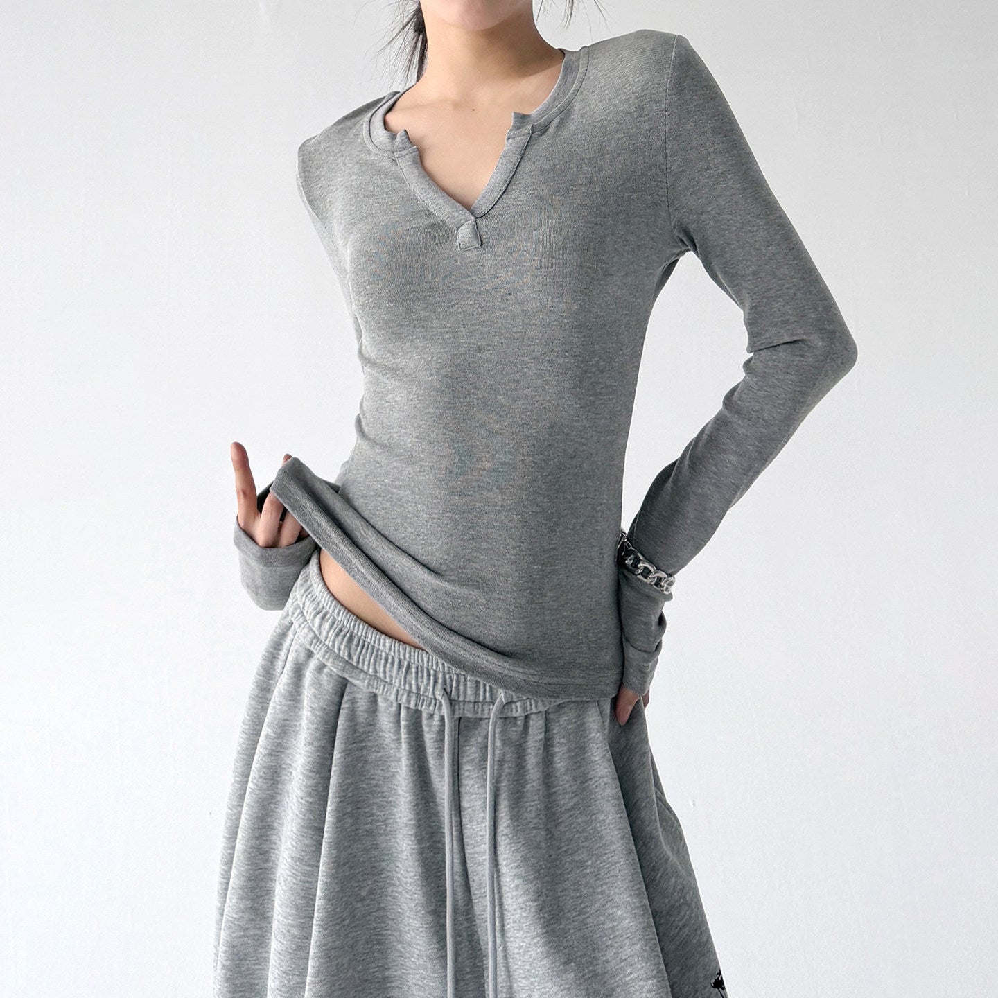 Notch-Neck Long-Sleeve Top - CT66230 - COPPING THREADS - CT ORIGINALS