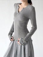 Notch-Neck Long-Sleeve Top - CT66230 - COPPING THREADS - CT ORIGINALS