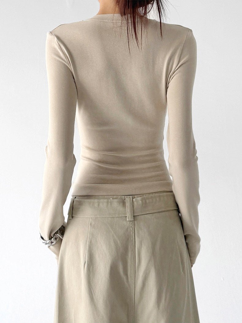 Notch-Neck Long-Sleeve Top - CT66230 - COPPING THREADS - CT ORIGINALS