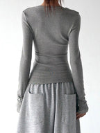 Notch-Neck Long-Sleeve Top - CT66230 - COPPING THREADS - CT ORIGINALS