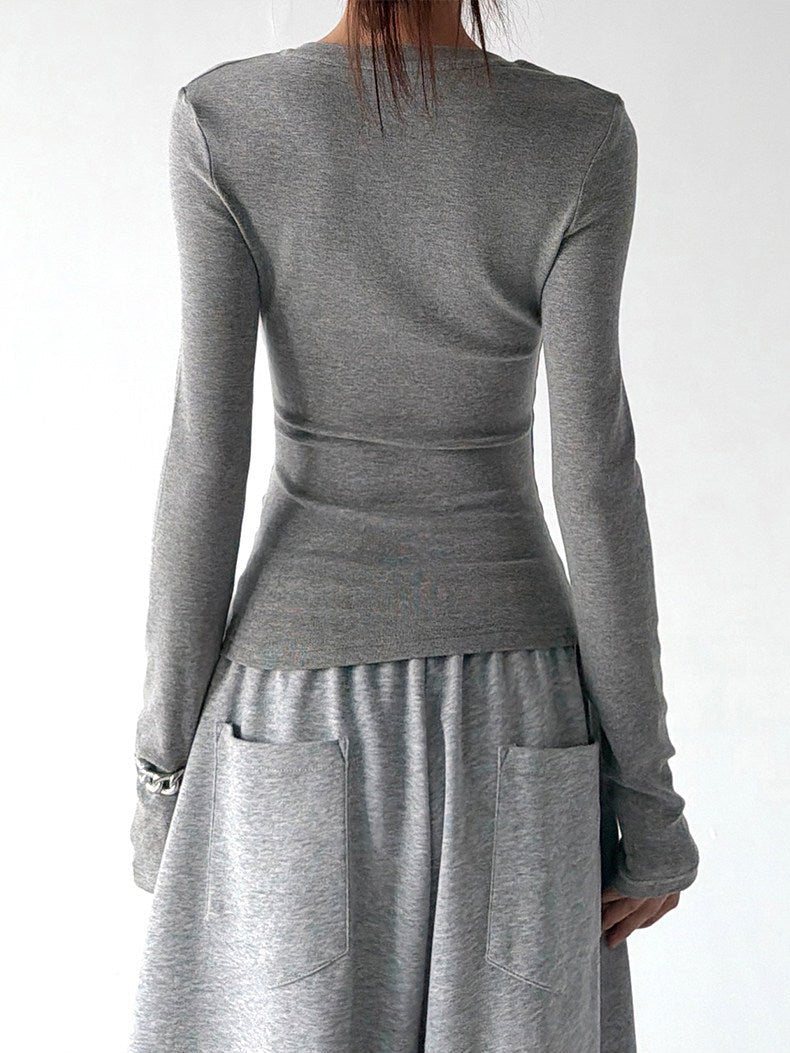 Notch-Neck Long-Sleeve Top - CT66230 - COPPING THREADS - CT ORIGINALS
