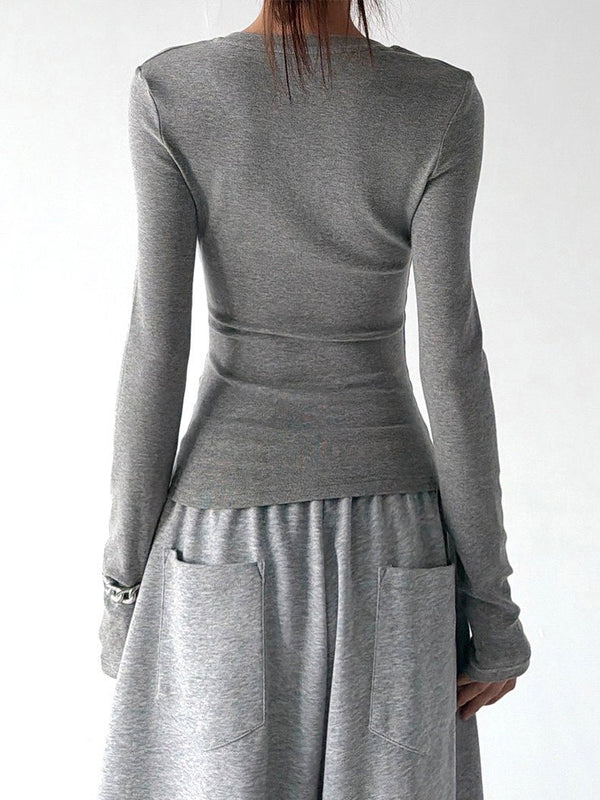 Notch-Neck Long-Sleeve Top - CT66230 - COPPING THREADS - CT ORIGINALS