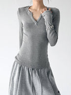 Notch-Neck Long-Sleeve Top - CT66230 - COPPING THREADS - CT ORIGINALS