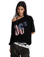Off - Shoulder 06’s Flag Print Tee - COPPING THREADS - 0123Start