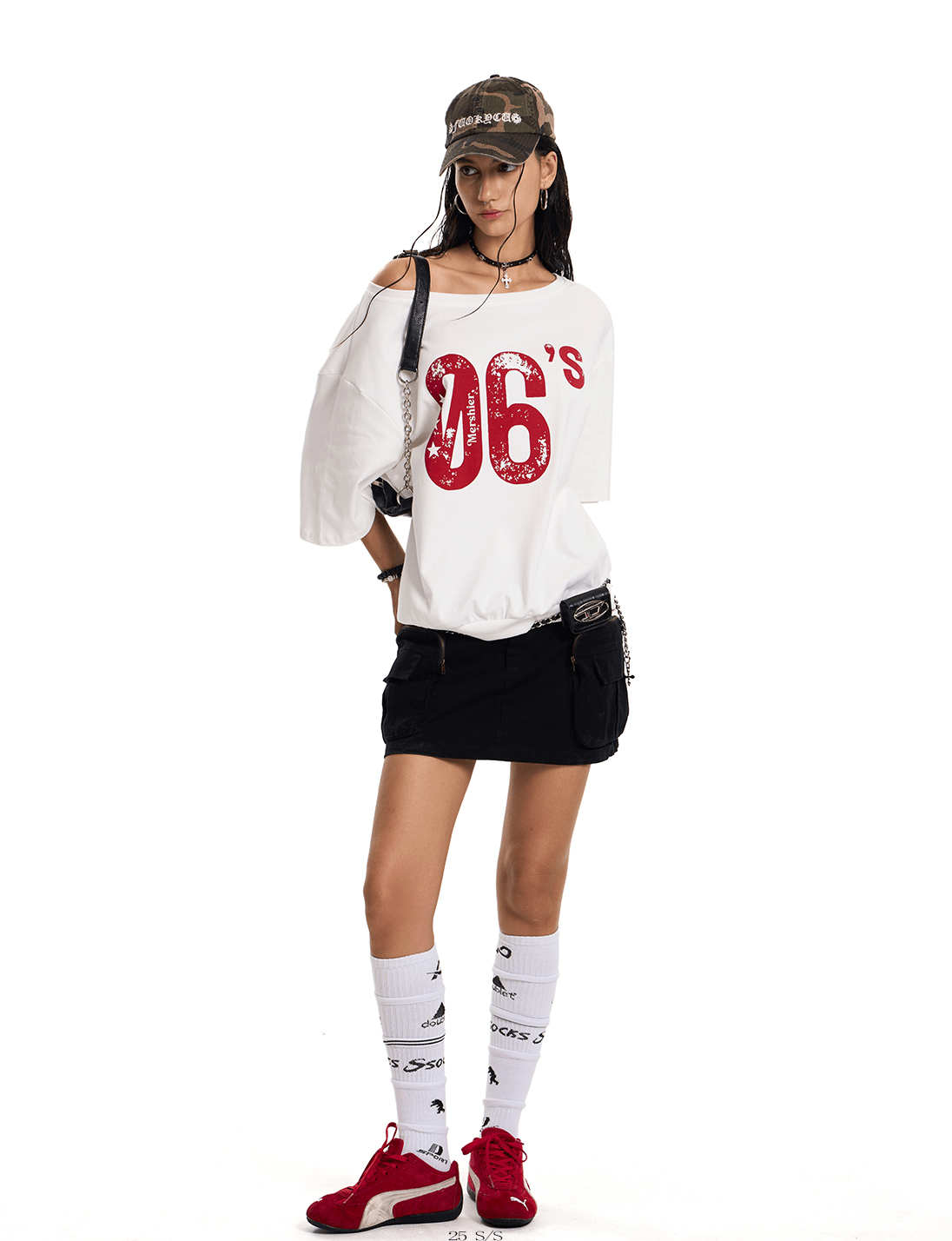 Off - Shoulder 06’s Flag Print Tee - COPPING THREADS - 0123Start