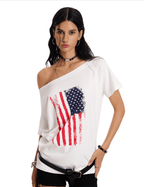 Off - Shoulder American Flag Graphic Tee - COPPING THREADS - 0123Start